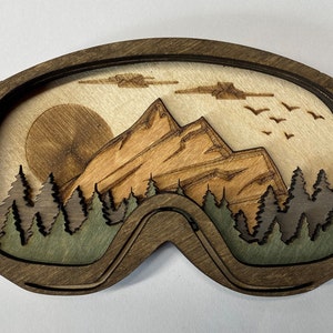 3D Layered Wood Art, Ski/Snowboard Goggles image 2