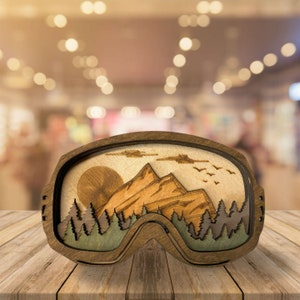 3D Layered Wood Art, Ski/Snowboard Goggles image 1