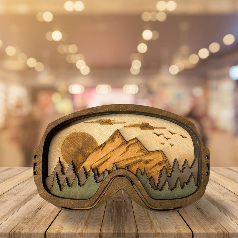 3D Layered Wood Art, Ski/Snowboard Goggles image 1