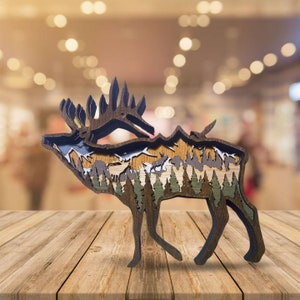 3D Layered Wood Art, Elk