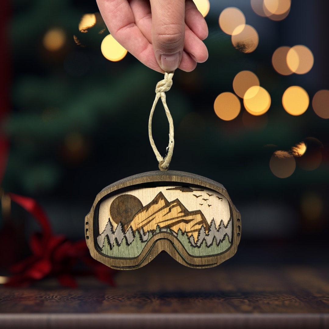 Personalized Ski/snowboard Goggle Tree Ornament, Christmas Tree Ornament, 3D Layered Wood Art Etsy
