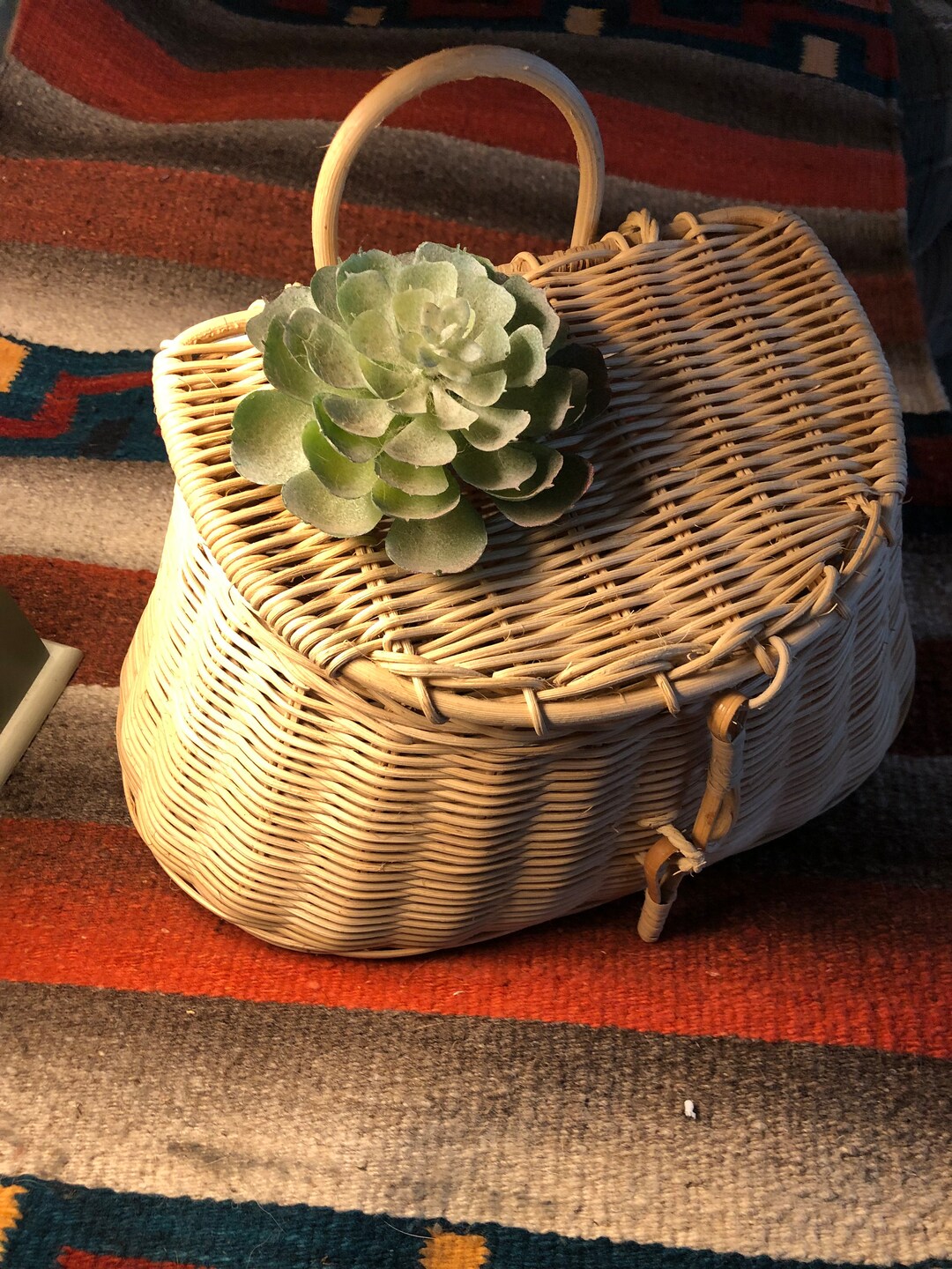 Vintage Wicker Fishing Basket Fishing Creel Etsy