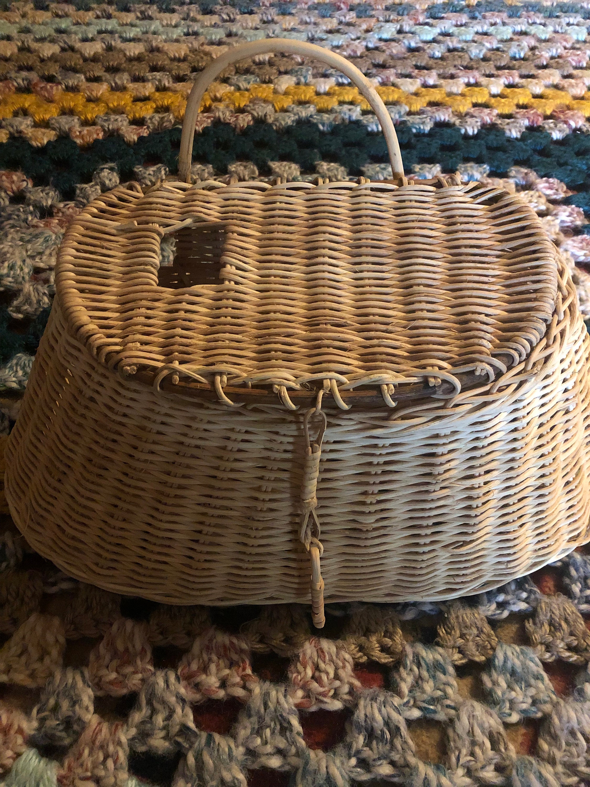 Vintage fishing creel basket wicker decoration basket