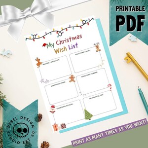 Kinder Weihnachtswunschliste, Printable, PDF, Planer, Weihnachtszeit Spaß, Kinder Urlaubsliste, Geschenke Liste, Kinder Aktivität, Sofort Download, x-mas