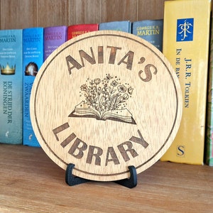 Personalizable Library Sign - Personalized Wooden Bookshelf Sign - Library Book Nook - Bookish Home Decor - Reader Book Lover Gifts