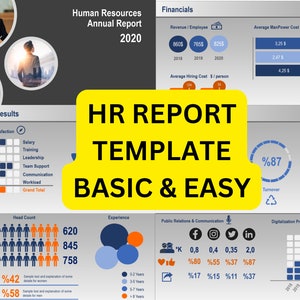 HR Report Presentation Template, Annual Report Template, Gray and Blue, Dark and Light