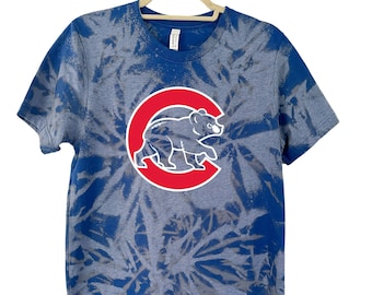 Camiseta teñida con blanqueador de los Chicago Cubs, camiseta de los Chicago Cubs, camiseta moderna de los Cubs, camiseta de los Cubs para mujer, camiseta de Chicago para mujer, camiseta de los Chicago Cubs