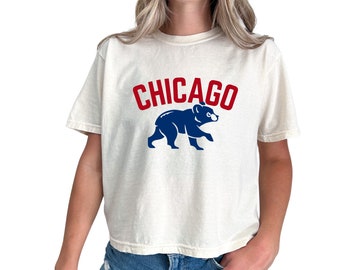 Classic Slightly Cropped Chicago Cubs Shirt, Chicago Cubs T-Shirt, Trendy Cubs Shirt, Women's Cubs T-Shirt, Women's Chicago T-Shirt