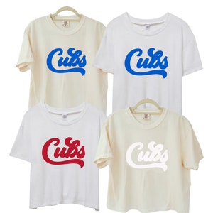 Chicago Cubs T-Shirt, Trendy Slightly Cropped Cubs Shirt, Retro Chicago Cubs Shirt, Women&#39;s Cubs T-Shirt, Women&#39;s Chicago T-Shirt