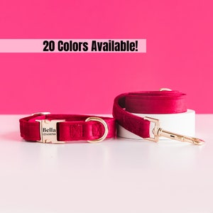 Burgundy Personalized Matching Dog Collar and Leash Set for Pet Birthday Holiday Gift Ideas for New Small Puppy Soft Cute Custom Collar Lead