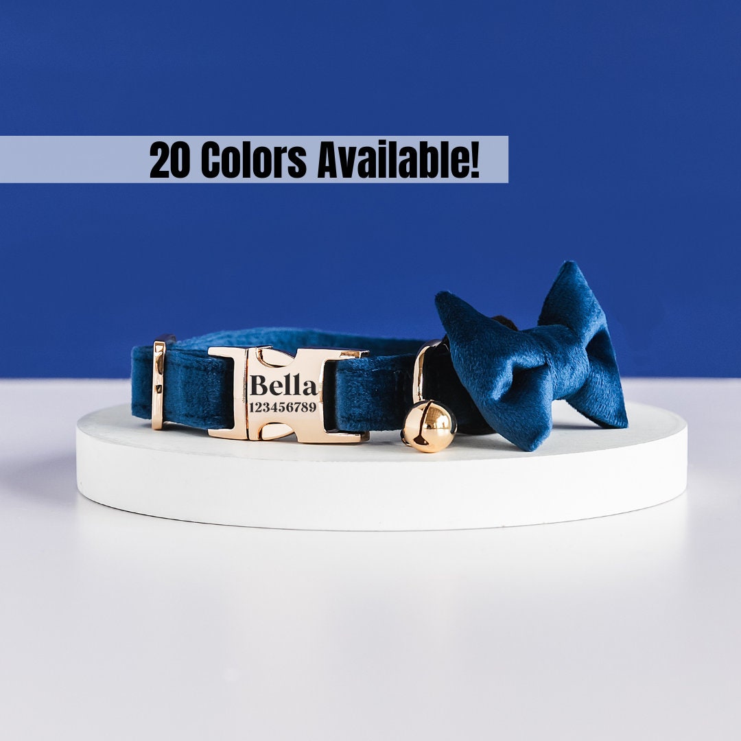 Personalized Luxury Cat Collar Gift Set With Leash and Bowtie for Cat