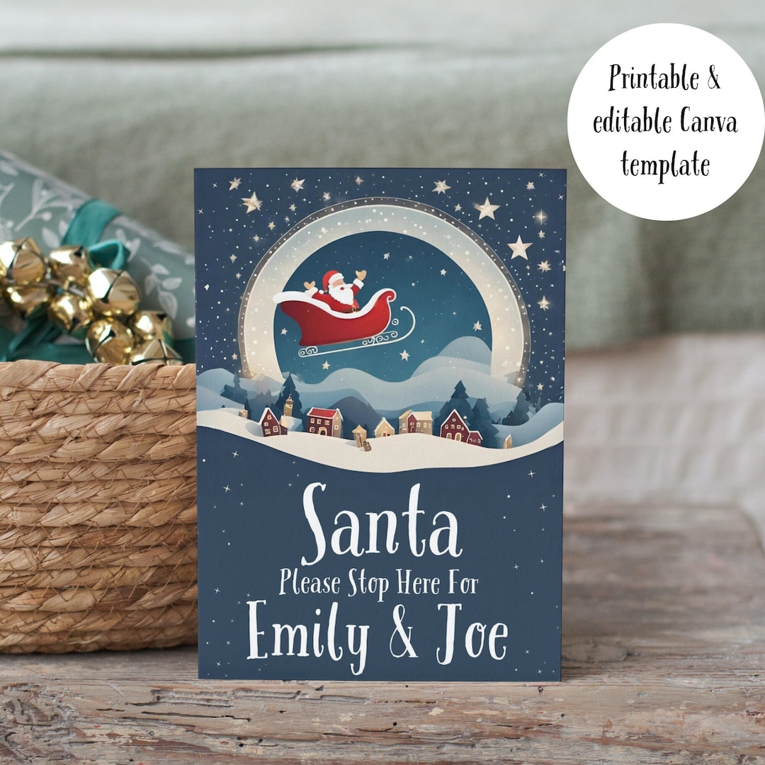 Personalised Santa Stop Here Sign, Printable Kids Santa Stop Here Sign ...
