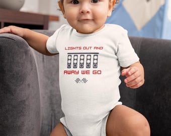 F1 Racing Baby Grow, Lights Out Design, Funny Motorsport Bodysuit