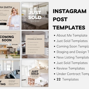 Instagram Templates For Real Estate, Realtor Instagram Template Canva, Real Estate Posts For Instagram, Realtor Marketing for Instagram