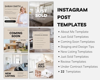 Szablony Instagrama dla Nieruchomości, Szablon Instagrama dla Agenta Nieruchomości Canva, Posty o Nieruchomościach na Instagramie, Marketing Agenta Nieruchomości na Instagramie