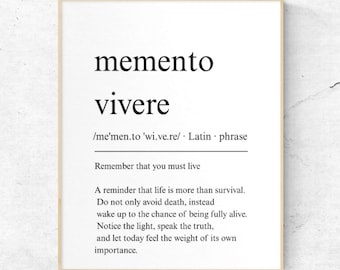 Memento Vivere Print | Stoic Philosophy Quote (Digital Download)