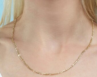 Cadena Figaro: acero inoxidable de 3 mm, resistente al deslustre