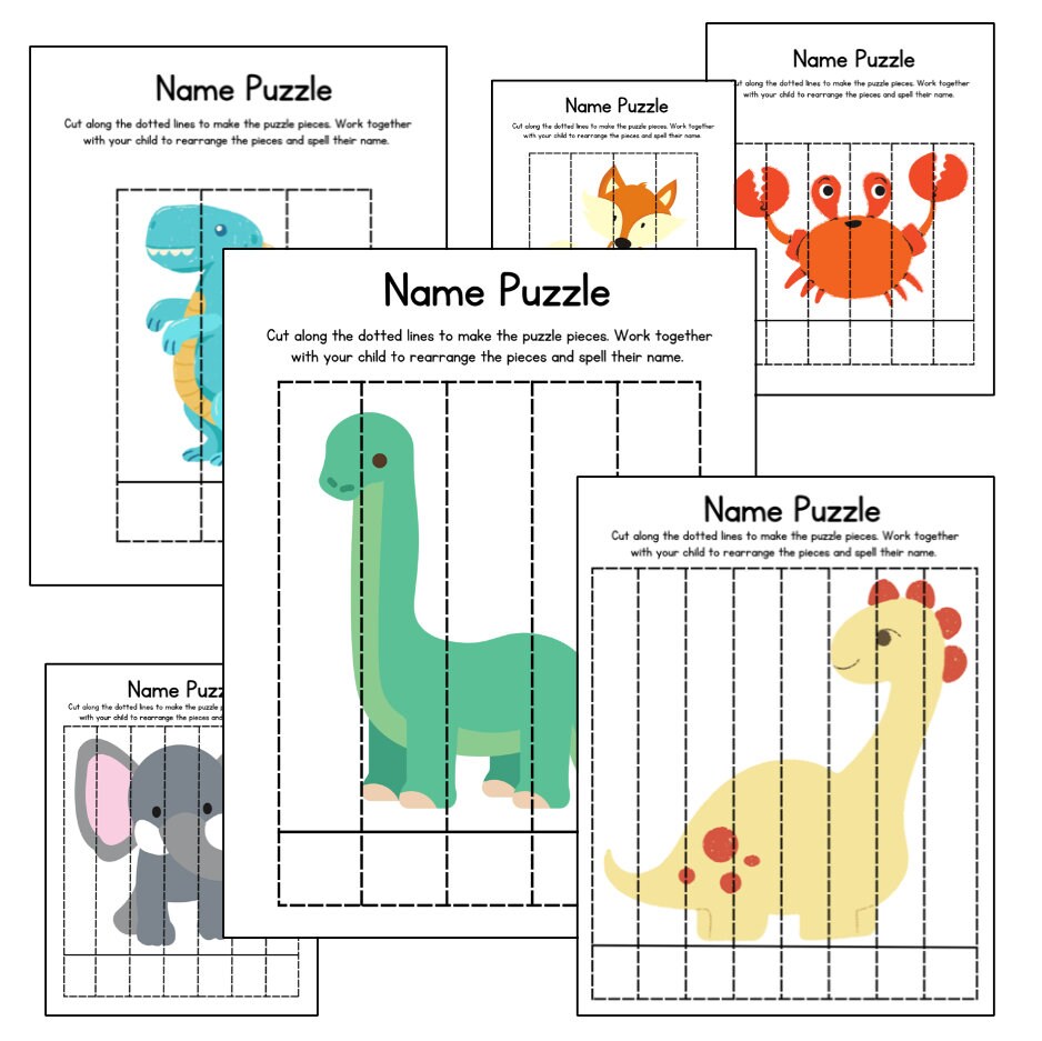 Animal Name Puzzle Template Etsy Animal Name Puzzle Template Etsy