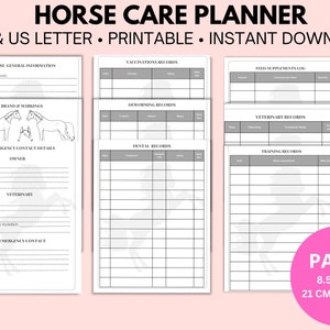 Horse Trainer Gift Barn Manager Log Book Barn Records Horse Printable Pet Care Records Health Vaccination Tracker Horse Event Planner Show