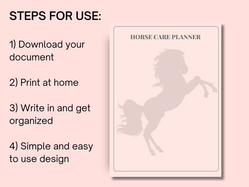 Horse Care Planner Horse Record Keeping Journal Printable Equine ...