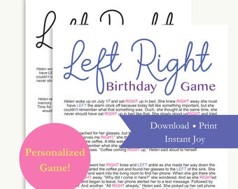 Personalized Funny Birthday Left Right Game, Custom Download for 40th Birthday, 50th Birthday, 60th Birthday and more