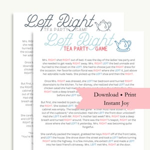 Tea Party Left Right Game, Instant Download Printable