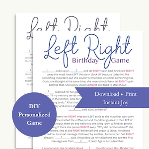Funny Birthday Left Right Game, DIY Personalized Download for 40th Birthday, 50th Birthday, 60th Birthday and more
