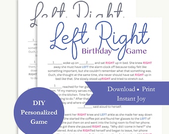 Funny Birthday Left Right Game, DIY Personalized Download for 40th Birthday, 50th Birthday, 60th Birthday and more