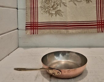 Vintage Wagner Copper Saute Pan 16cm-6.25 inch diameter; Christian Wagner Copper Fry Pan with Tin Lining