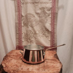 Vintage Copper Sauce Pan-Bain-Marie Base 17cm-6.75 inch diameter; Copper Double Boiler Base With Fresh Tin