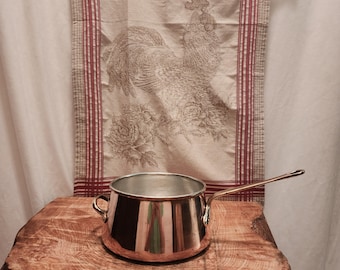 Vintage Copper Sauce Pan-Bain-Marie Base 17cm-6.75 inch diameter; Copper Double Boiler Base With Fresh Tin