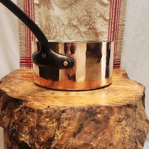 26cm-10.25 inch diameter Antique French Copper Saucepan 2.6mm at rim; Restaurant Grade Copper Casserole Pan 7lb 6oz 6.5 quarts