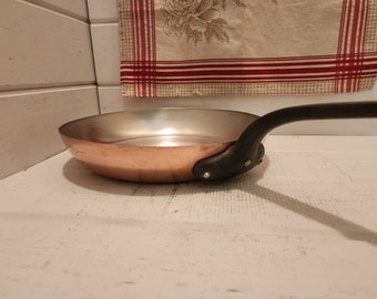 sauteuse en cuivre vintage de 30 cm (11,75 po. de diamètre) ; Sauteuse à la française avec revêtement en étain