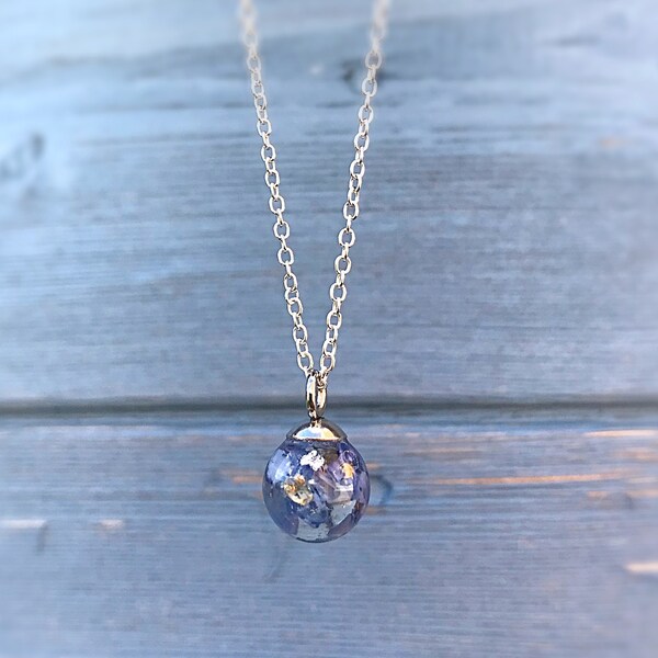 Forget-me-not flower necklace / flower necklace / forget-me-not sphere / globe necklace / real flower jewellery / forget-me-not pendant