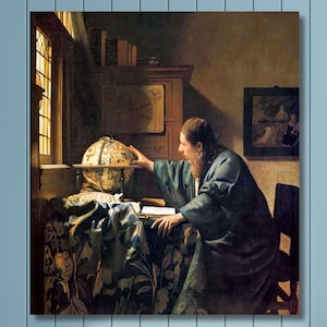 Johannes Vermeer Canvas wall Art,Johannes Vermeer The Astronomer-1668,It is a high quality canvas print,Luxury Wall Art, Retro Wall Art/4