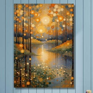 Gustav Klimt &#39;Trees and Sun Lights&#39; Canvas Art Print - Modern Vintage Wall Decor