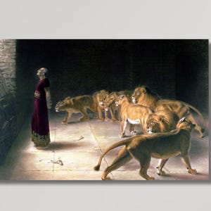 Daniel Answer To The King In The Lions Den By Briton Riviere Canvas Wall Art Briton Riviere Decor Vintage art,Daniel Answer famous art gift