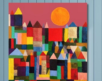 Paul Klee kasteel en zon poster kunst canvas print, Paul Klee-kunstwerken, abstracte muurkunst, moderne kunstprint, expressionistische kunst, vintage kunstafdruk
