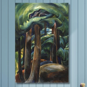 Emily Carr Canvas Wall Art, Emily Carr Artworks, Red Cedar reproduction print, Forest Columbia Wall Art, Western Forest Wall Decor Gifts/2