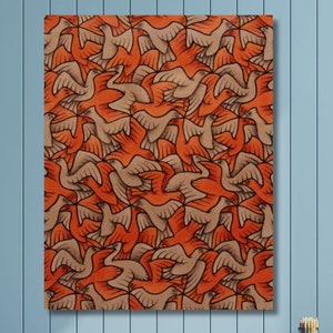 Maurits Cornelis Escher - Quadro su tela, Stormo di uccelli di Escher, stampa artistica, riproduzione artistica, arte murale moderna, arte di Escher, pronta da appendere