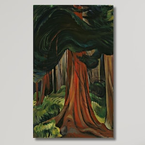 Emily Carr Canvas Wall Art, Emily Carr Artworks, Red Cedar reproduction print, Forest Columbia Wall Art, Western Forest Wall Decor Gifts/1