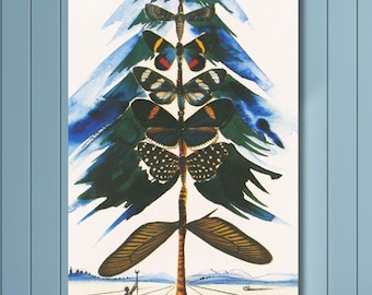 印刷、印刷可能なサルバドール・ダリの 1959 年「蝶のクリスマスツリー
