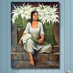 Diego Rivera The Flower Seller Ready To Hang Canvas,Diego Rivera Flower Carrier Art Print,Diego Rivera Canvas Wall Art,Rivera Artwork Canvas