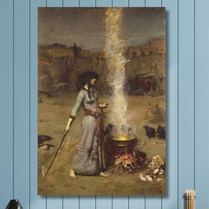 John William Waterhouse,The Magic Circle (1886) Canvas Gallery Wrapped or Framed ,The Magic Circle, John William Waterhouse Wall Art print/8