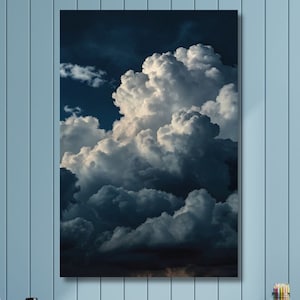 Original Cloud Painting White Cloud Painting Cloud Wall Art Blue Sky Abstract Painting Beige Cloud Abstract Painting Cloud Canvas Painting