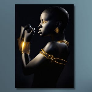 Dipinto su tela raffigurante una donna africana, stampa artistica da parete raffigurante una donna nera, arredamento afrocentrico per la casa, poster africano moderno, opera d&#39;arte raffigurante una donna etnica per il soggiorno.