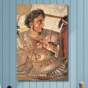 Póster con impresión de mosaico de la batalla de Issus de Alejandro Magno, arte de Alejandro Magno, decoración de pared de cueva de hombre, arte vintage de batalla griega antigua