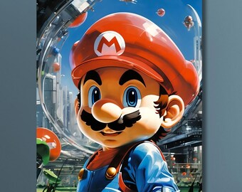 Impresión de Super Mario, Arte de Mario, Lienzo de Mario, Decoración de sala de juegos, Póster de Mario, Impresión de Mario, Decoración del hogar, Decoración de habitación infantil, Regalo para niños, Decoración de sala de estar