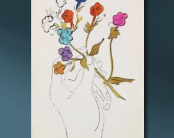 Rare Andy Warhol Flower drawing poster art, Andy Warhol Flower Print,Reproduction Print,Office Room Decor,Abstract Artwork,Modern Canvas Art