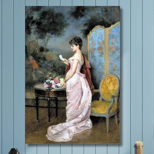 Der Liebesbrief von Auguste Toulmouche, 1883, Liebesbrief Wohnzimmer Dekor, Auguste Toulmouche Kunst, Leinwand Dekoration, Liebesbrief Dekor, Büro Dekor/3